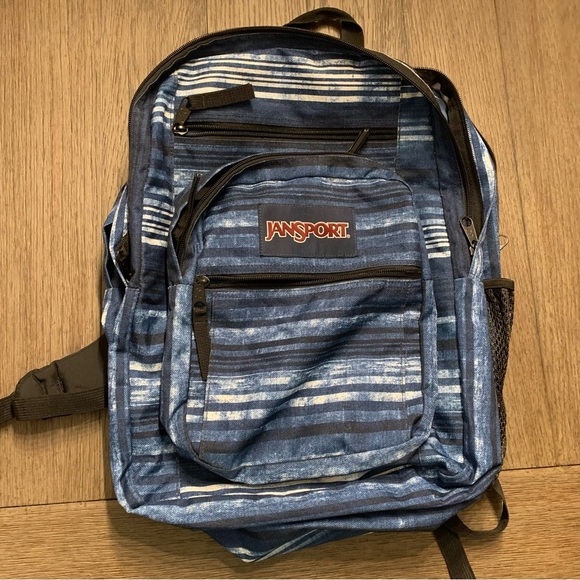 Blue striped jansport backpack - Picture 1 of 7